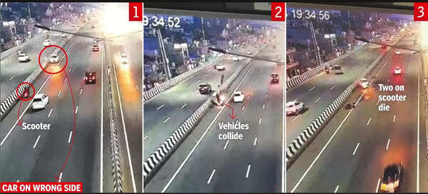 Car on wrong side of DME crashes into scooter, woman and son die