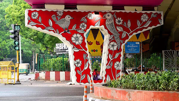 Colours of folk art traditions have adorned the walls of the Lodhi Road Flyover