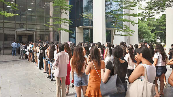 Participants queued up for registrations at Femina Miss India 2024 North Zone auditions at Bennett University