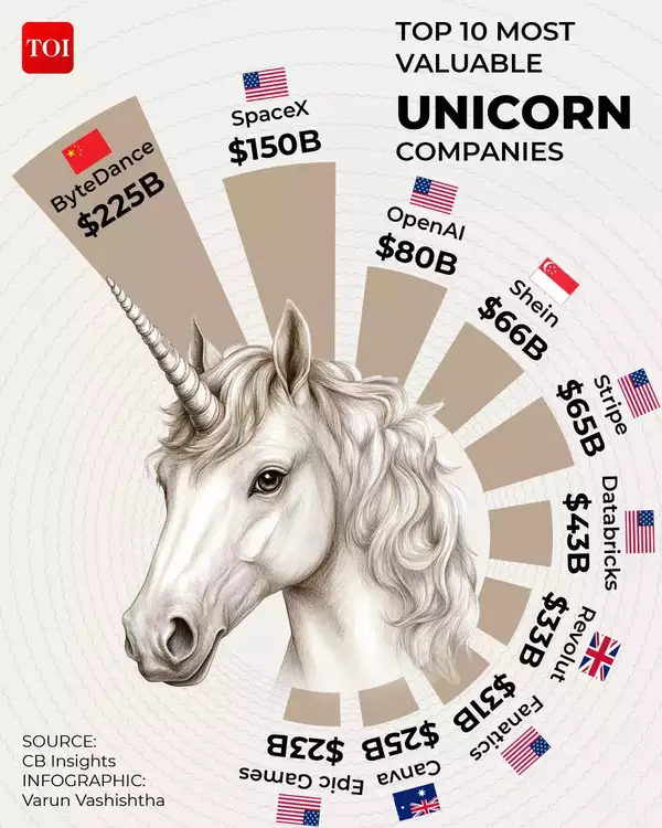 Infographic: Top 10 Most Valuable Unicorns: ByteDance, SpaceX, And ...