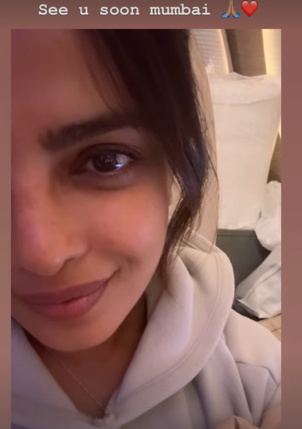 PeeCee's Instgram story as she leaves Mumbai