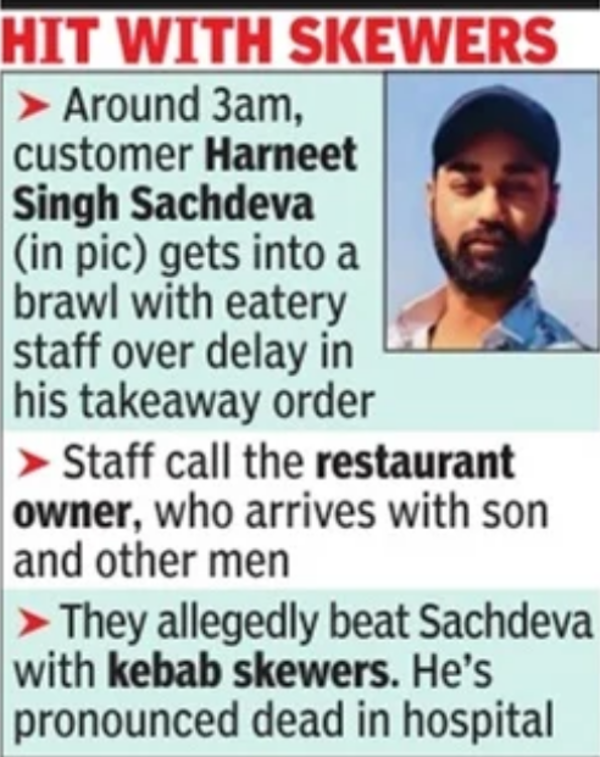 Eatery staff thrash man to death