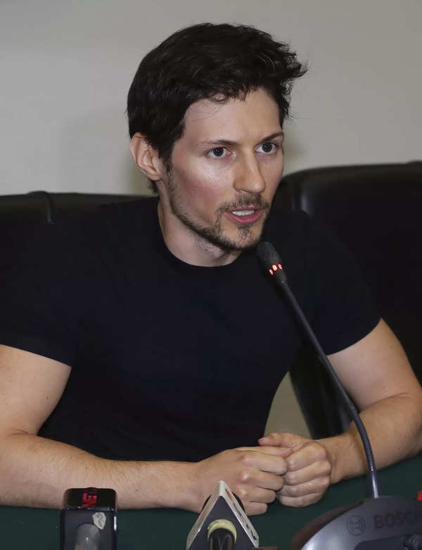 Telegram co-founder Pavel Durov speaks during a press conference in Jakar...