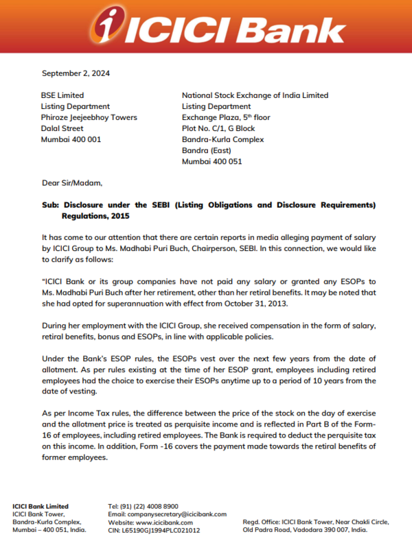 ICICI statement