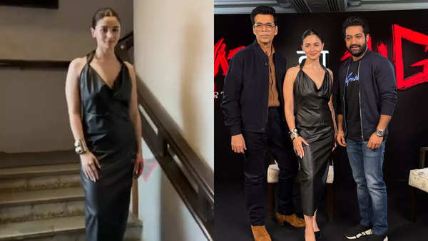 Alia Bhatt Fashion: Alia Bhatt shines in stunning black leather dress | - Times of India