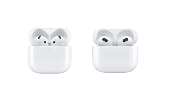 The size comparison of AirPods 4 and AirPods 3's case