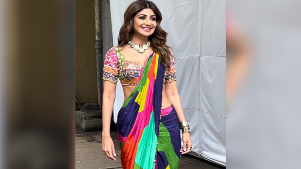 Shilpa Shetty Rainbow Sari: Shilpa Shetty just rolled out the latest sari trend 'a rainbow sari' | - Times of India