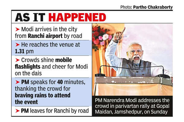 Modi defies weather odds, reaches Steel City by road