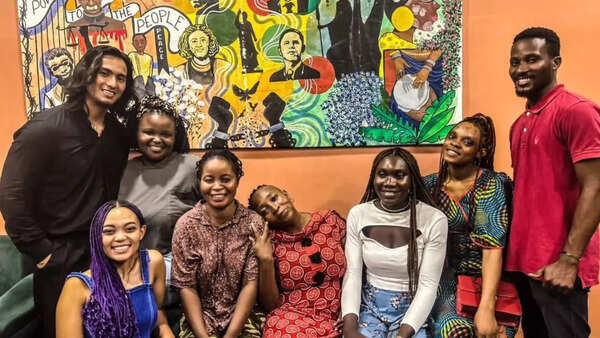 Shashank Rai (Extreme left) and Stephen Torto (extreme right) with African students at Afrikiko restaurant - (PC : Stephen Torto)