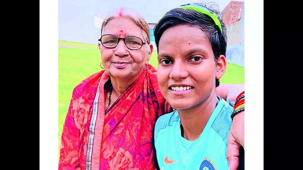 Deepti with her mother, who she gives credit to encouraging her to follow her dreams and become a cricketer