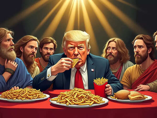 Donald Trump with his apostles (AI Image generated by Grok-2)