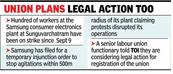 Samsung moves court against staff protest.