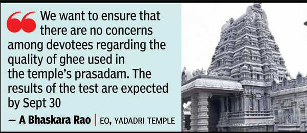 Amid laddu fracas, Yadadri temple sends ghee for testing