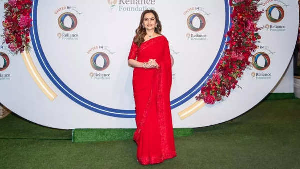 Nita Ambani just redefined elegance with her retro red sari | - Times of India