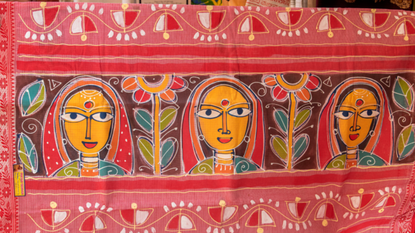A hand-painted taant sari