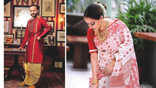 Saif Ali Khan and Raima Sen serving Pujo looks