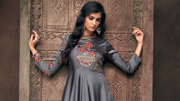 Ethnic grey long gown