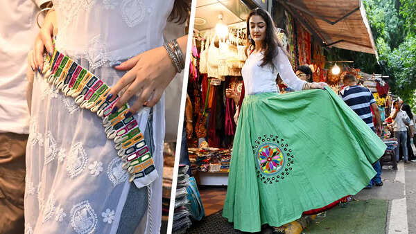 Mirror and kodi belts, available at N 53-B, are a great choice for garba attires