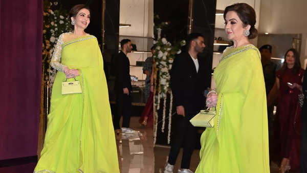 Nita Ambani looks breathtaking in 'brat summer green' sari at Manish Malhotra's store launch - Times of India