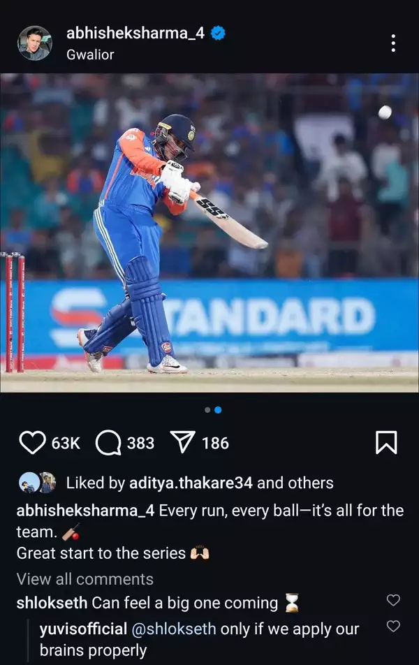 Abhishek Sharma's Instagram post