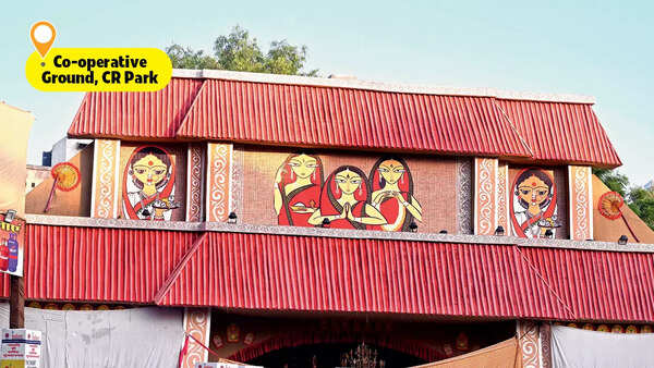 The Cooperative Ground Durga Puja Samity’s pandal is an ode to gram (rural) Bangla