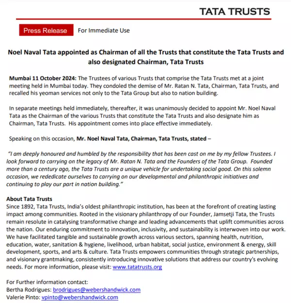 Declaración de Tata Trusts