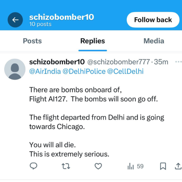 Bomb threat to flight AI127