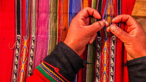 Peruvian woman weaving