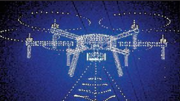 Drone show at Bhavani ghat in Vijayawada on Tuesday