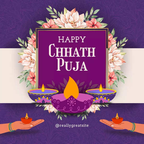 Purple Floral Chhath Puja Instagram Post