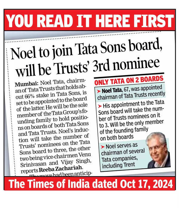 Tata Trusts’ head Noel joins Tata Sons board