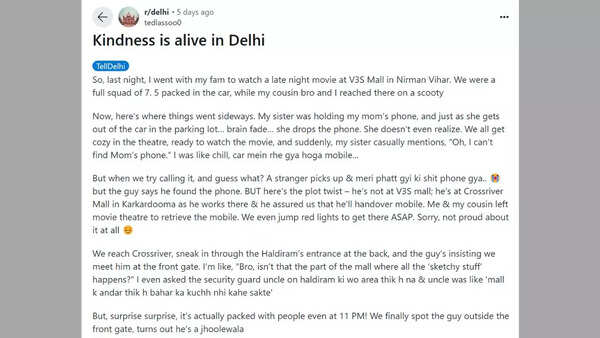 Delhi-man shares heartwarming story of a stranger returning his mother’s lost phone