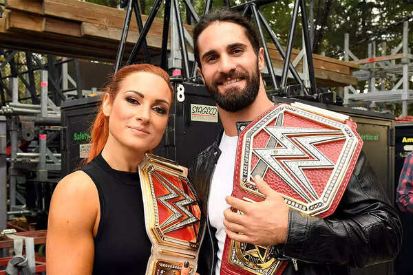 Becky Lynch and Seth Rollins