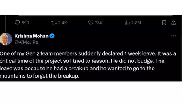 Manager's post on Gen-Z employee's breakup leave goes viral