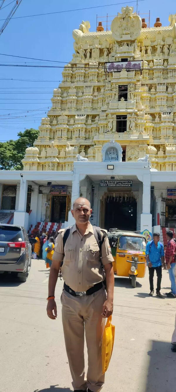 Head Constable Swadesh Kumar Rai during his journey in Tamil Nadu. (PC: Swadesh Kumar Rai)