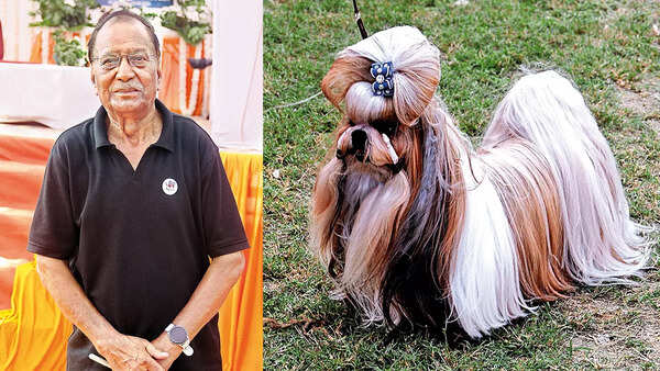 (L) RS Bajpai (R) a dog at the show