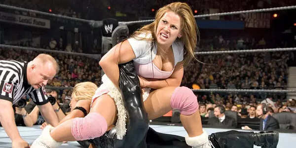 Mickie James and Trish Stratus at WrestleMania 22