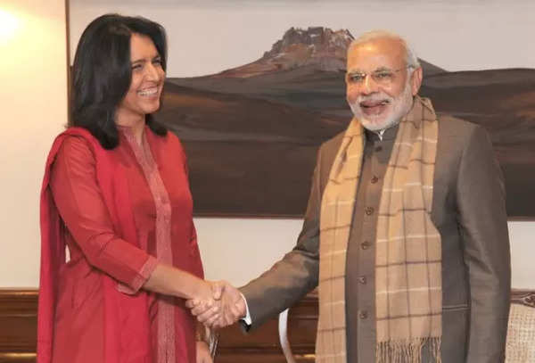 Tulsi Gabbard and PM Modi in 2014