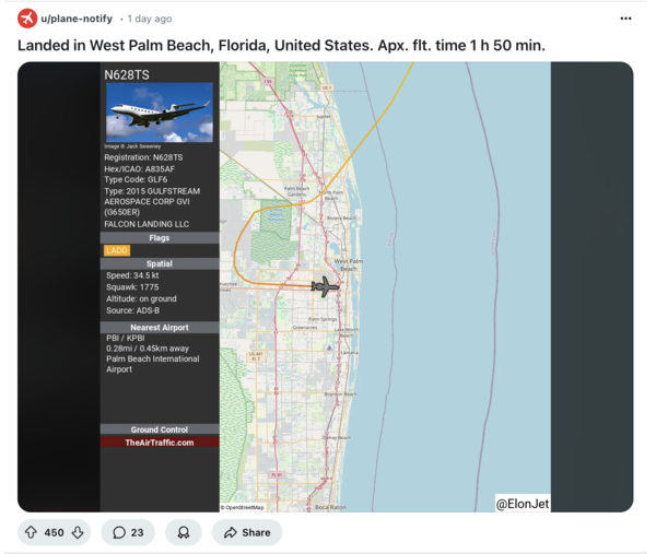 10 flights in 3 days: Reddit group tracking Elon Musk's jet