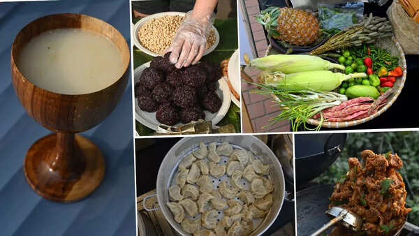 Rice-millet brew Zutho, brown rice balls are more were also on offer