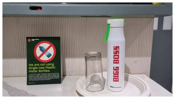 The message displayed on a table standee on the Bigg Boss 18 set