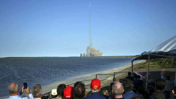 President-elect Donald Trump watches the launch of the sixth test flight of the SpaceX Starship rocket on Tuesday (Pic credit: AP)