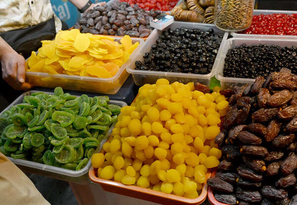 Afghan stalls have dry fruits and dried fruit varities