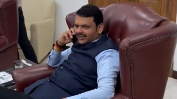 Deputy chief minister Devendra Fadnavis received a congratulatory call from his mother, Sarita Fadnavis, at his official residence, Sagar, in Mumbai.