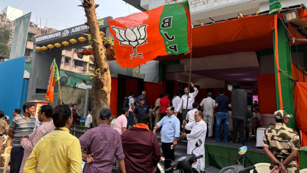 Supporters of the BJP candidate in Borivali kick off celebrations.