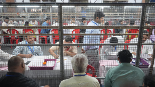 The counting of votes in the Maharashtra assembly elections began at 8am on Saturday