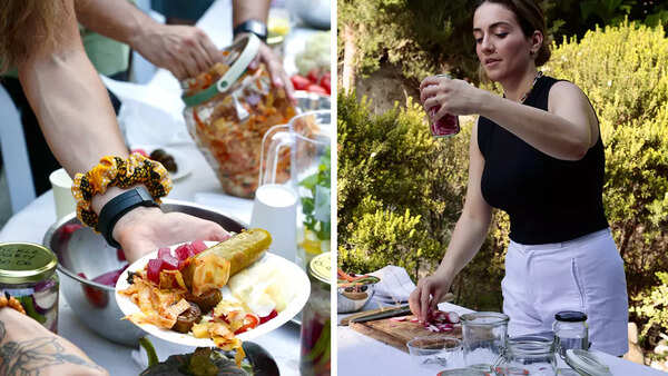 Eleni Michael taking a fermentation workshop to introduce participants to new flavours