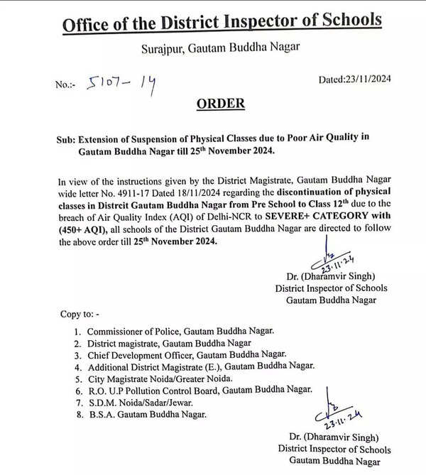 Noida school closure extension notice