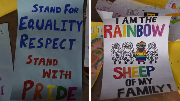 Some posters at pride parade