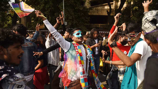 Participants at the pride parade